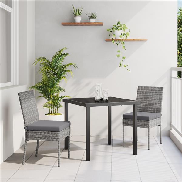 Grote foto vidaxl tuin eetset 3 pcs grijs poly riet tuin en terras tuinmeubelen