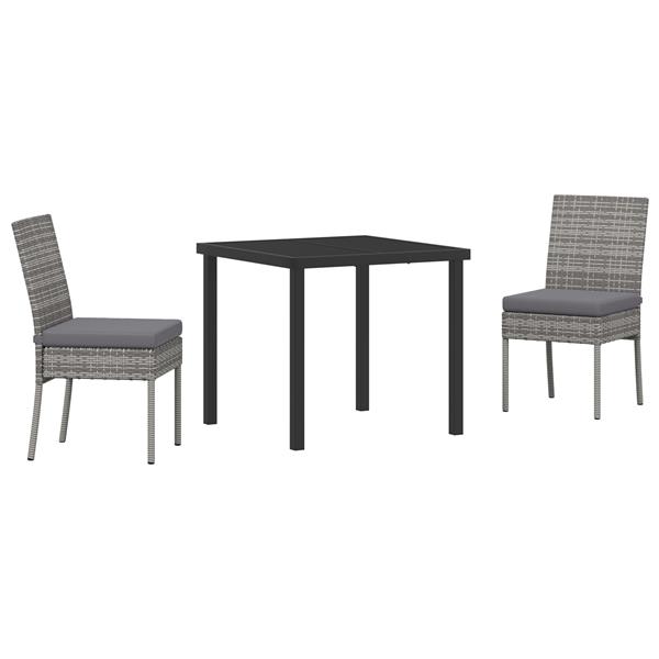 Grote foto vidaxl tuin eetset 3 pcs grijs poly riet tuin en terras tuinmeubelen