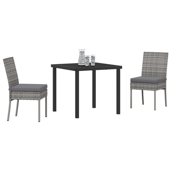 Grote foto vidaxl tuin eetset 3 pcs grijs poly riet tuin en terras tuinmeubelen