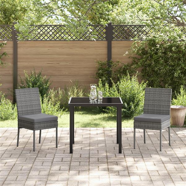 Grote foto vidaxl tuin eetset 3 pcs grijs poly riet tuin en terras tuinmeubelen