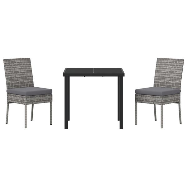 Grote foto vidaxl tuin eetset 3 pcs grijs poly riet tuin en terras tuinmeubelen