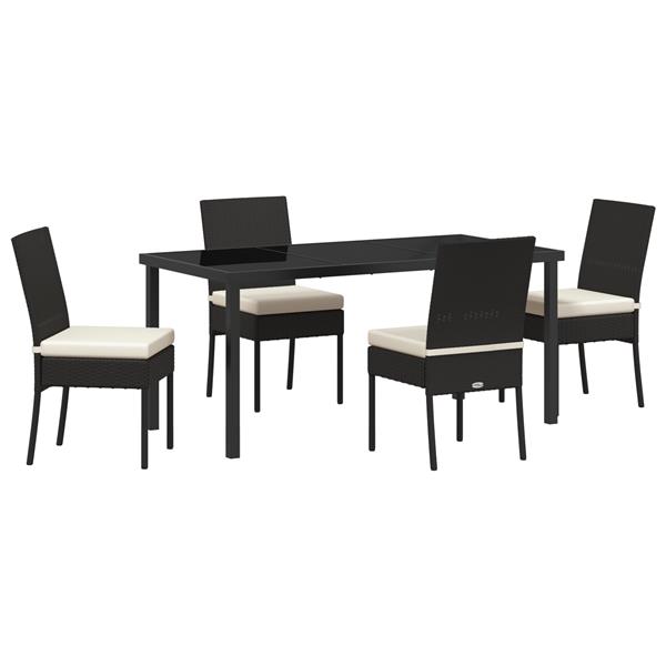Grote foto vidaxl tuin eetset 5 pcs zwart poly riet tuin en terras tuinmeubelen