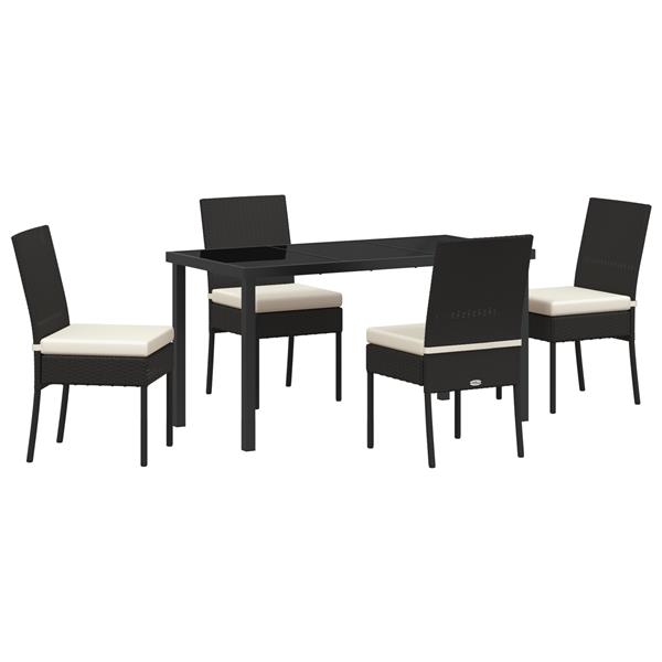 Grote foto vidaxl tuin eetset 5 pcs zwart poly riet tuin en terras tuinmeubelen
