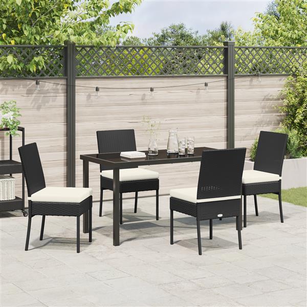 Grote foto vidaxl tuin eetset 5 pcs zwart poly riet tuin en terras tuinmeubelen