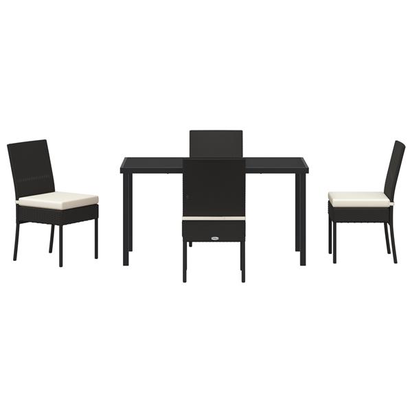 Grote foto vidaxl tuin eetset 5 pcs zwart poly riet tuin en terras tuinmeubelen