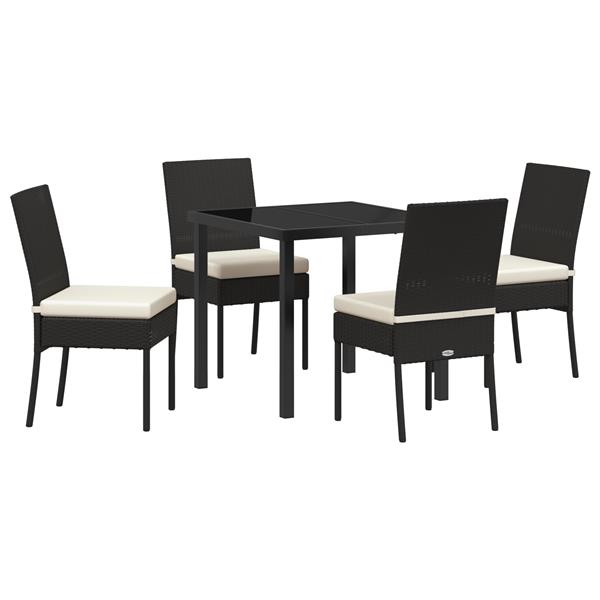 Grote foto vidaxl tuin eetset 5 pcs zwart poly riet tuin en terras tuinmeubelen