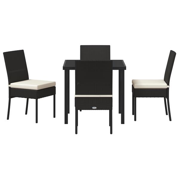 Grote foto vidaxl tuin eetset 5 pcs zwart poly riet tuin en terras tuinmeubelen
