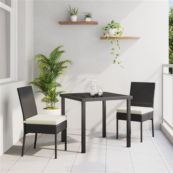 Grote foto vidaxl tuin eetset 3 pcs zwart poly riet tuin en terras tuinmeubelen