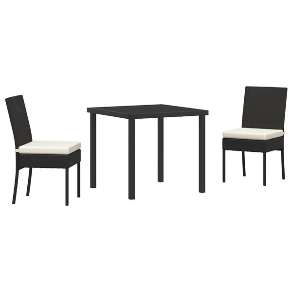 Grote foto vidaxl tuin eetset 3 pcs zwart poly riet tuin en terras tuinmeubelen