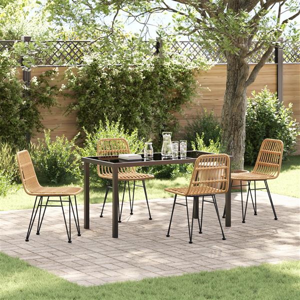 Grote foto vidaxl tuin eetset 5 pcs bruin poly riet tuin en terras tuinmeubelen