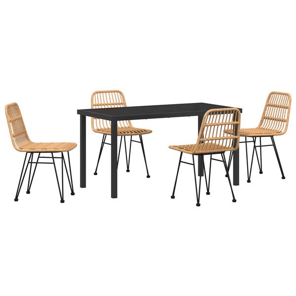 Grote foto vidaxl tuin eetset 5 pcs bruin poly riet tuin en terras tuinmeubelen