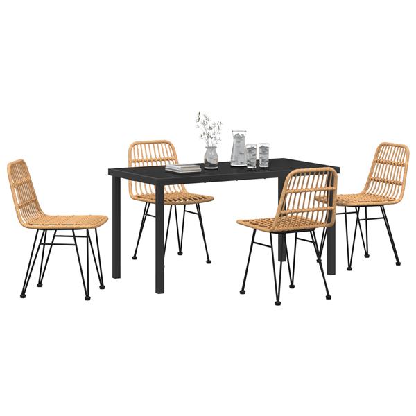 Grote foto vidaxl tuin eetset 5 pcs bruin poly riet tuin en terras tuinmeubelen