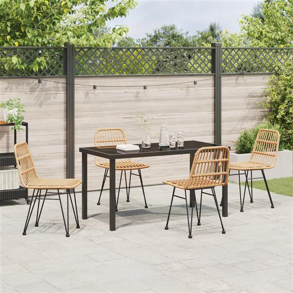 Grote foto vidaxl tuin eetset 5 pcs bruin poly riet tuin en terras tuinmeubelen