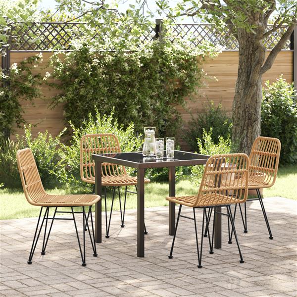 Grote foto vidaxl tuin eetset 5 pcs bruin poly riet tuin en terras tuinmeubelen