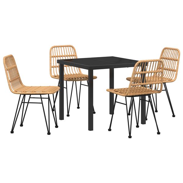 Grote foto vidaxl tuin eetset 5 pcs bruin poly riet tuin en terras tuinmeubelen