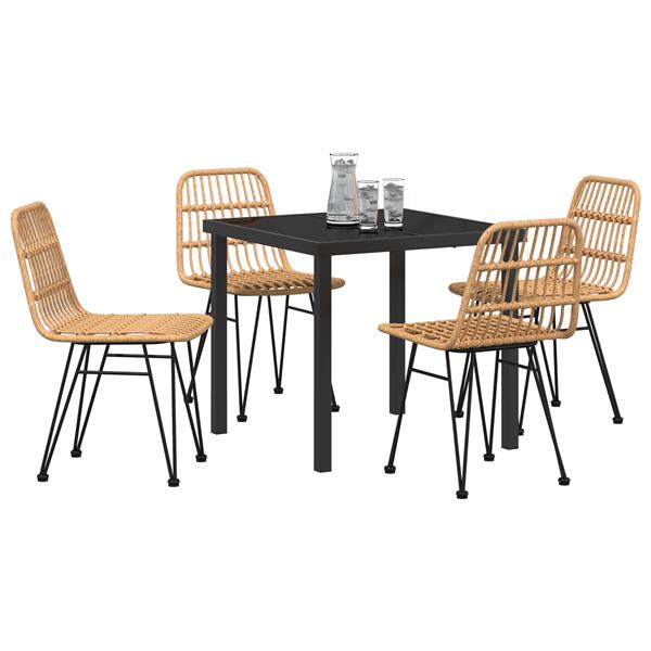 Grote foto vidaxl tuin eetset 5 pcs bruin poly riet tuin en terras tuinmeubelen