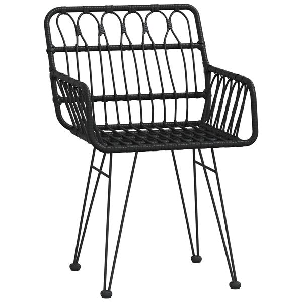 Grote foto vidaxl tuin eetset 5 pcs zwart poly riet tuin en terras tuinmeubelen