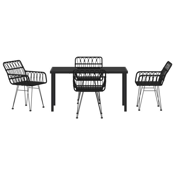Grote foto vidaxl tuin eetset 5 pcs zwart poly riet tuin en terras tuinmeubelen