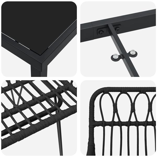 Grote foto vidaxl tuin eetset 5 pcs zwart poly riet tuin en terras tuinmeubelen