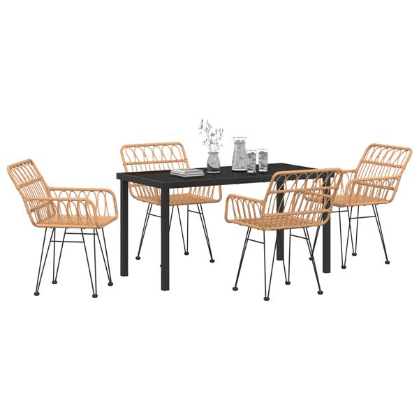 Grote foto vidaxl tuin eetset 5 pcs bruin poly riet tuin en terras tuinmeubelen