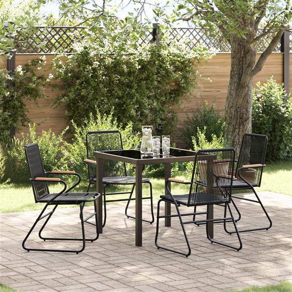 Grote foto vidaxl tuin eetset 5 pcs zwart pvc riet tuin en terras tuinmeubelen