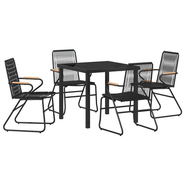 Grote foto vidaxl tuin eetset 5 pcs zwart pvc riet tuin en terras tuinmeubelen