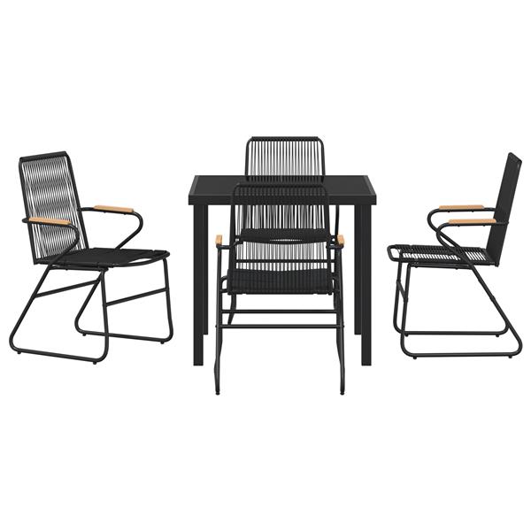 Grote foto vidaxl tuin eetset 5 pcs zwart pvc riet tuin en terras tuinmeubelen