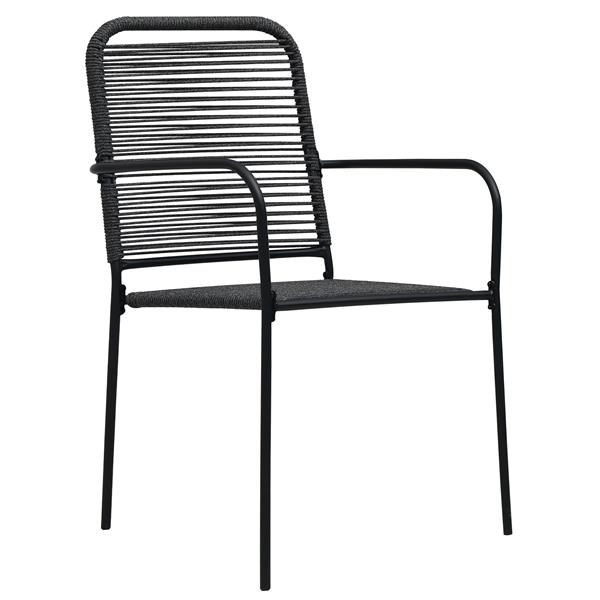 Grote foto vidaxl tuin eetset 5 pcs zwart katoen touw en staal tuin en terras tuinmeubelen