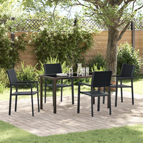 Grote foto vidaxl tuin eetset 5 pcs zwart poly riet tuin en terras tuinmeubelen