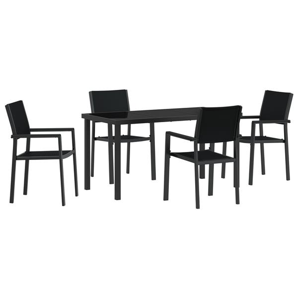 Grote foto vidaxl tuin eetset 5 pcs zwart poly riet tuin en terras tuinmeubelen