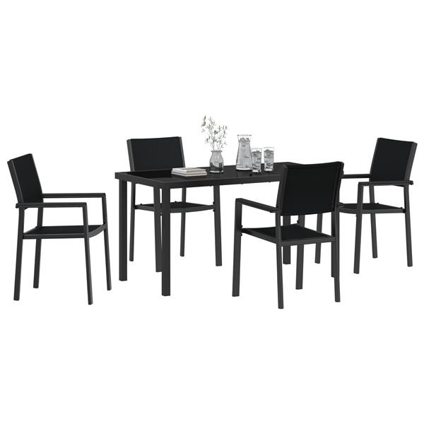Grote foto vidaxl tuin eetset 5 pcs zwart poly riet tuin en terras tuinmeubelen