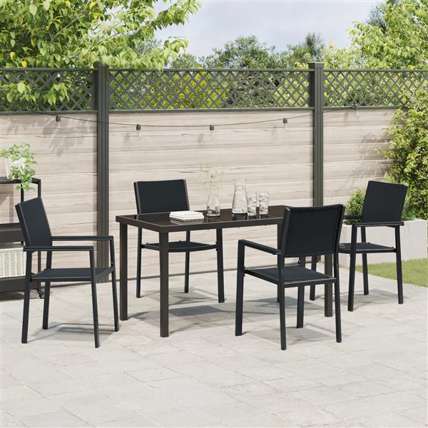 Grote foto vidaxl tuin eetset 5 pcs zwart poly riet tuin en terras tuinmeubelen