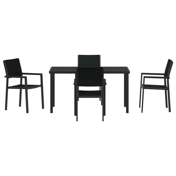 Grote foto vidaxl tuin eetset 5 pcs zwart poly riet tuin en terras tuinmeubelen
