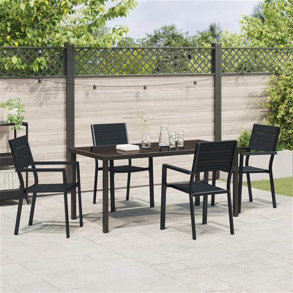 Grote foto vidaxl tuin eetset 5 pcs zwart hdpe tuin en terras tuinmeubelen