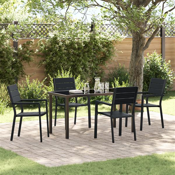 Grote foto vidaxl tuin eetset 5 pcs zwart hdpe tuin en terras tuinmeubelen