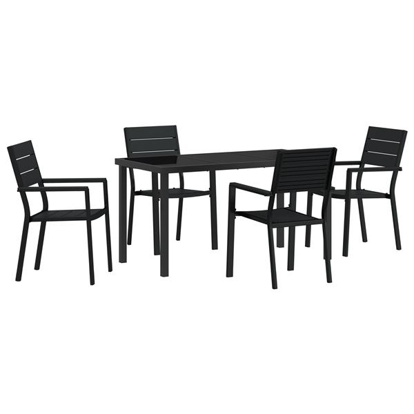 Grote foto vidaxl tuin eetset 5 pcs zwart hdpe tuin en terras tuinmeubelen