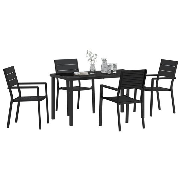 Grote foto vidaxl tuin eetset 5 pcs zwart hdpe tuin en terras tuinmeubelen