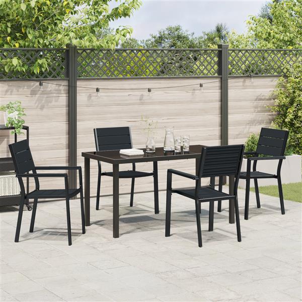 Grote foto vidaxl tuin eetset 5 pcs zwart hdpe tuin en terras tuinmeubelen