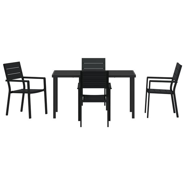 Grote foto vidaxl tuin eetset 5 pcs zwart hdpe tuin en terras tuinmeubelen