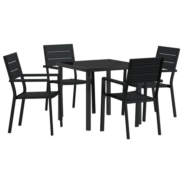 Grote foto vidaxl tuin eetset 5 pcs zwart hdpe tuin en terras tuinmeubelen
