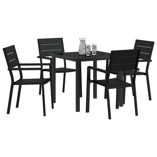 Grote foto vidaxl tuin eetset 5 pcs zwart hdpe tuin en terras tuinmeubelen