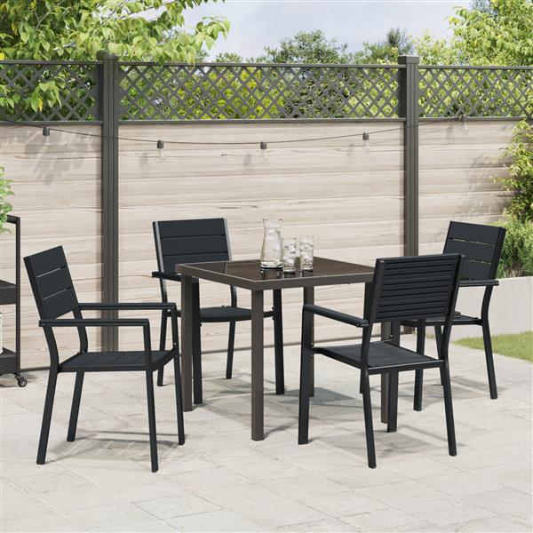 Grote foto vidaxl tuin eetset 5 pcs zwart hdpe tuin en terras tuinmeubelen