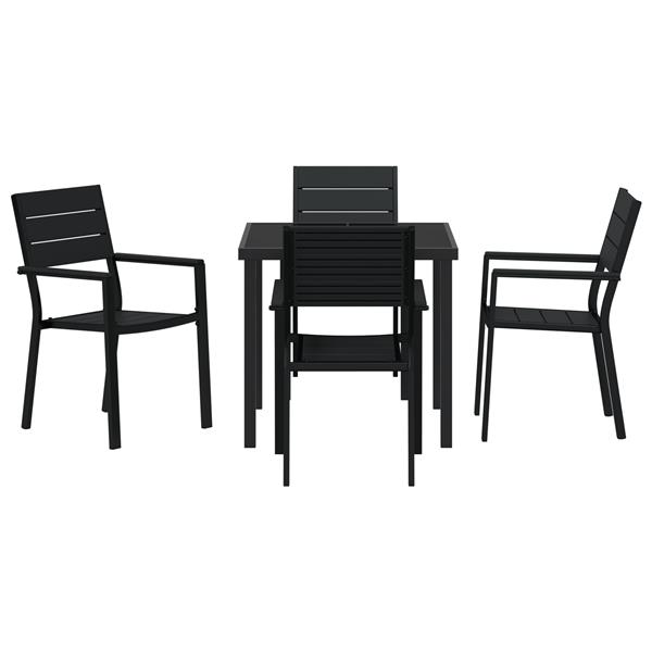 Grote foto vidaxl tuin eetset 5 pcs zwart hdpe tuin en terras tuinmeubelen