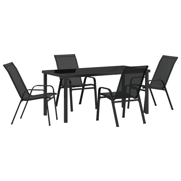 Grote foto vidaxl tuin eetset 5 pcs zwart textilene en staal tuin en terras tuinmeubelen