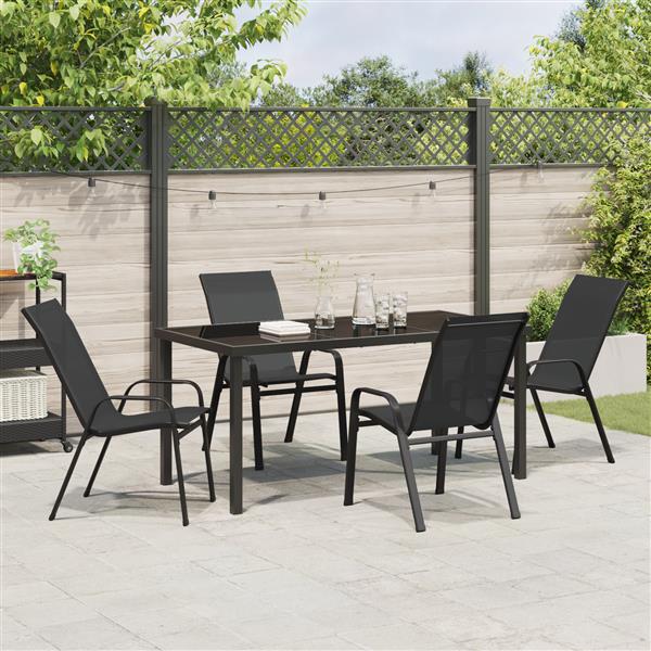 Grote foto vidaxl tuin eetset 5 pcs zwart textilene en staal tuin en terras tuinmeubelen