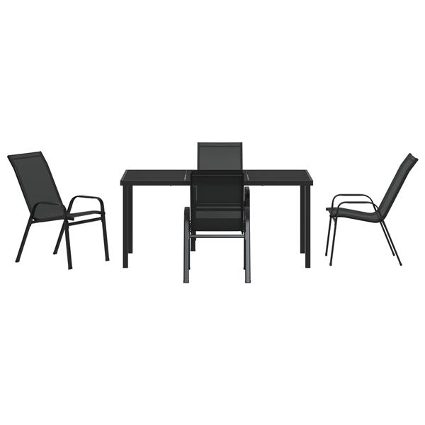 Grote foto vidaxl tuin eetset 5 pcs zwart textilene en staal tuin en terras tuinmeubelen