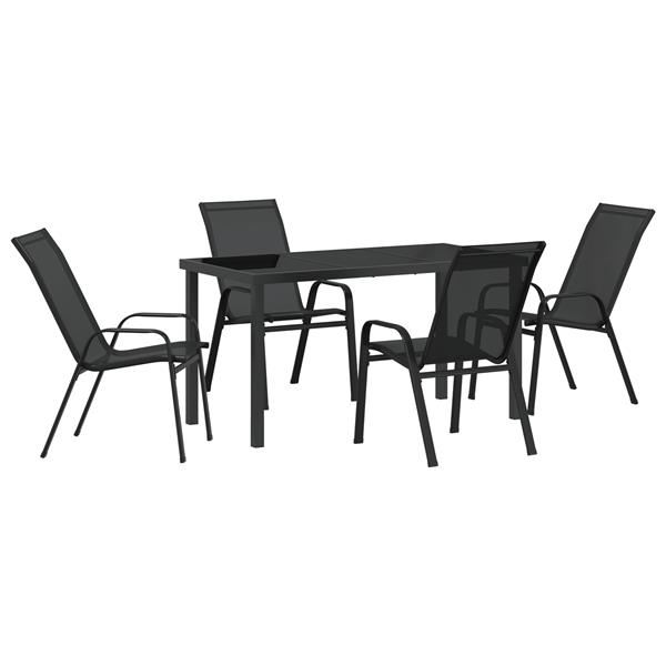 Grote foto vidaxl tuin eetset 5 pcs zwart textilene en staal tuin en terras tuinmeubelen
