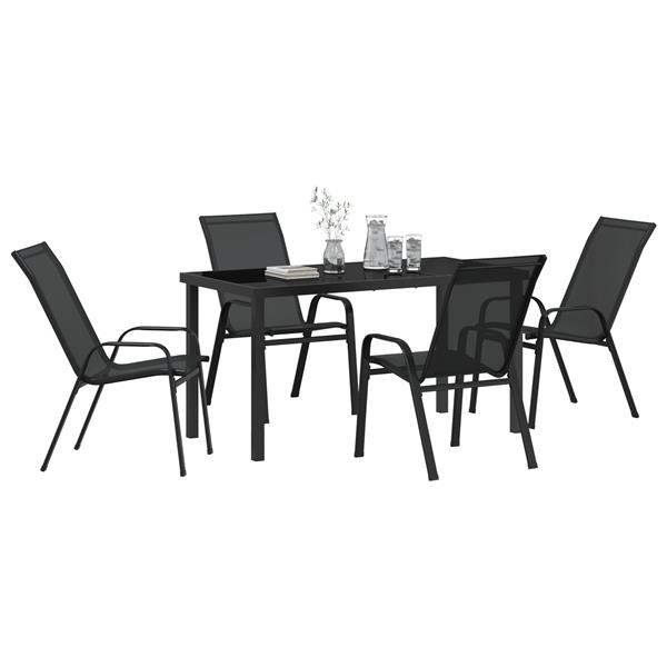 Grote foto vidaxl tuin eetset 5 pcs zwart textilene en staal tuin en terras tuinmeubelen