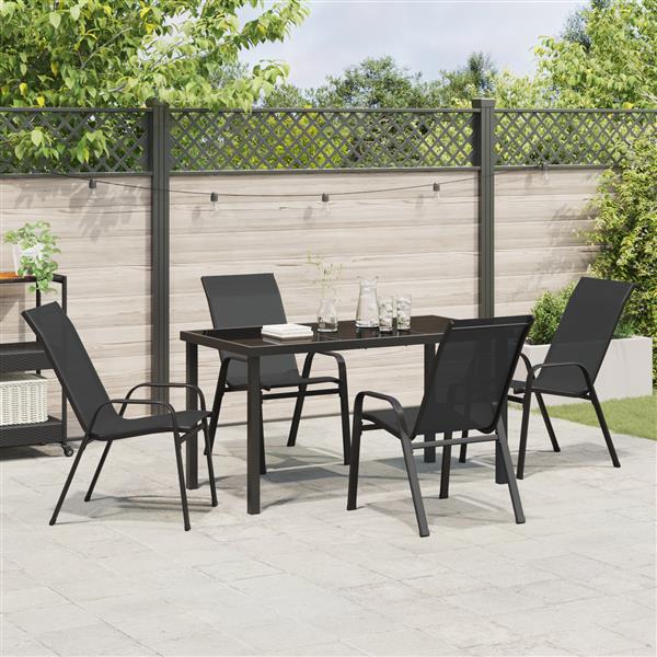 Grote foto vidaxl tuin eetset 5 pcs zwart textilene en staal tuin en terras tuinmeubelen