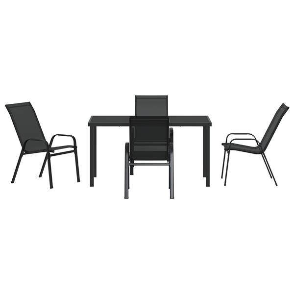 Grote foto vidaxl tuin eetset 5 pcs zwart textilene en staal tuin en terras tuinmeubelen